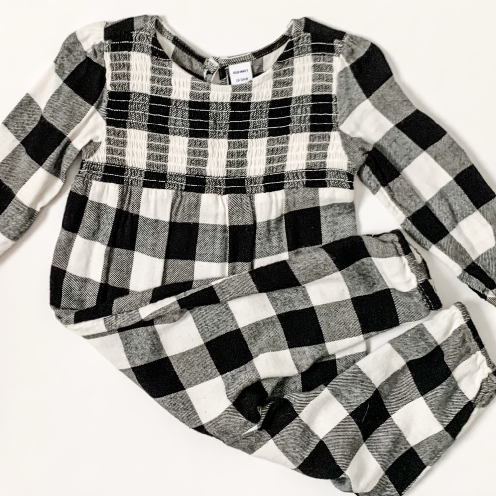Old Navy black and white check baby girl one piece